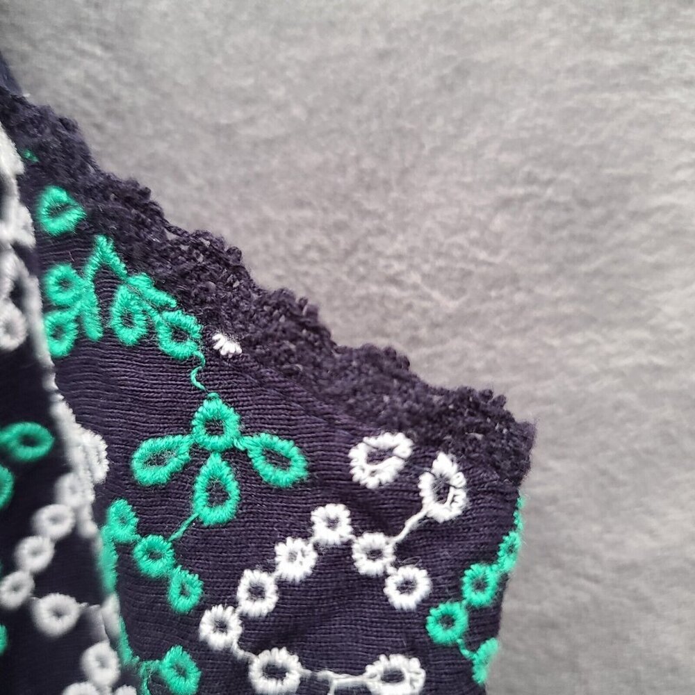 Anthropologie MAEVE Cammie Embroidered Peplum Top L Navy Green V Neck Boho NWT - Picture 7 of 12